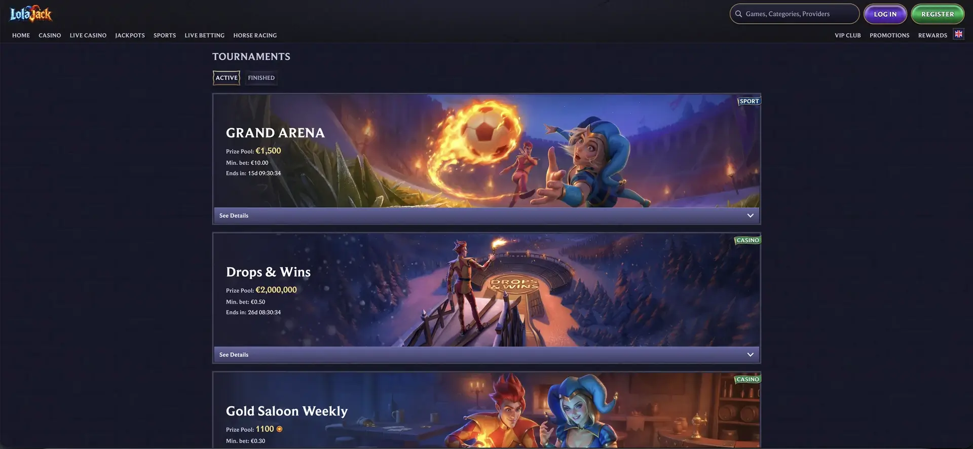 LolaJack tournaments and prize competitions